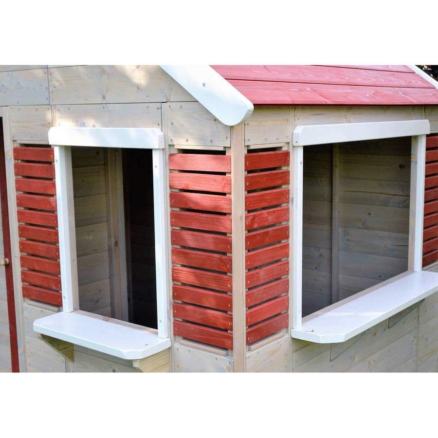 Wendi Toys Kinderspielhaus Krokodil aus Holz mit Fenster und Veranda, natur/rot, B/T/H: 120 x 155 x 168 cm - Bild 4