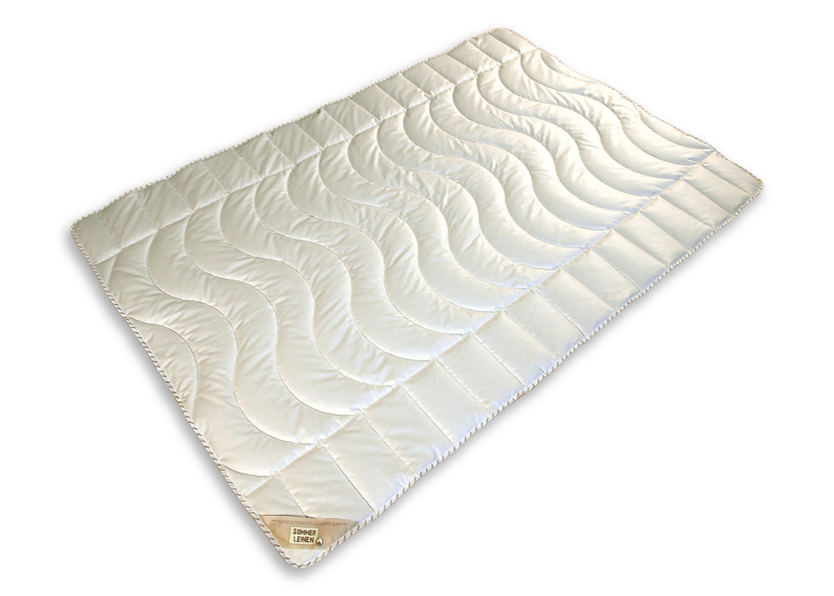 Garanta Extra-Leichtsteppbett aus Leinen und Baumwolle für den Sommer, Beige/Weiß, B/H: 135 x 200 cm - Bild 1