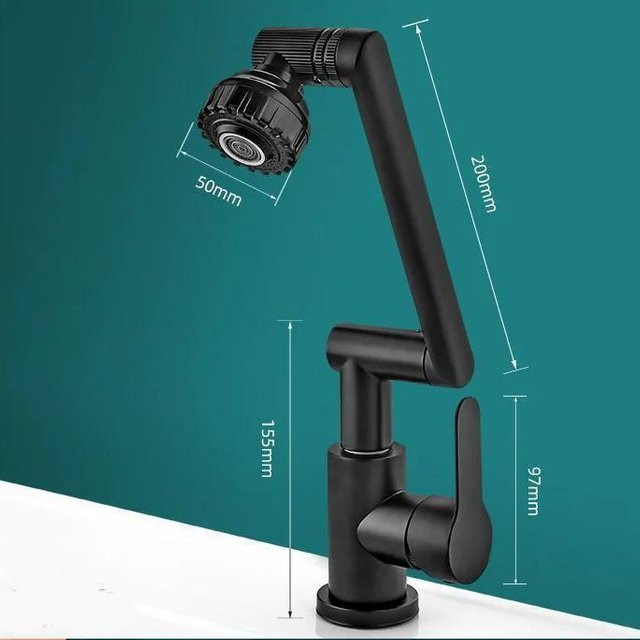 Yiran Mechanischer Arm für universelle Armaturen in Matt-Schwarz für Badezimmer und Küche - Bild 1