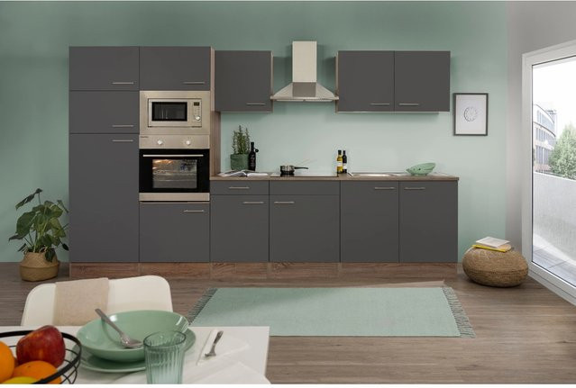 Respekta Küchenzeile KB330EYGMIGKE in Grau Seidenglanz Eiche York Nachbildung, Breite: 330 cm, Höhe: 205 cm, Tiefe: 55,5 cm - Bild 1
