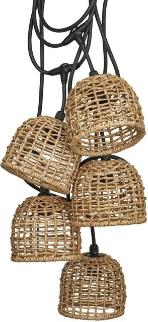 PR Home Lichterkette Cebu in Beige aus Rattan für den Außenbereich, B/T/H: 17 x 16 x 16 cm - Bild 1