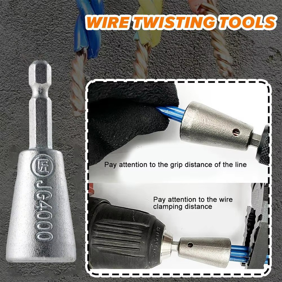 Drahtverdrillungswerkzeug für Elektriker mit Sechskantgriff und 1/4-6mm Aufnahme, Silber - Bild 2