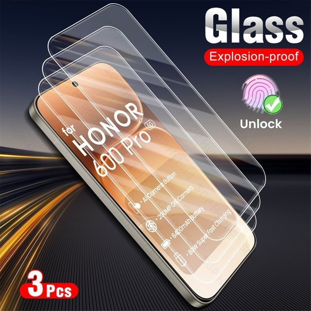 3-teiliges Schutzglas Set für Honor 600 Pro 5G, 6,57 Zoll, transparent, kratzfester Displayschutz mit 9H Härtegrad - Bild 1
