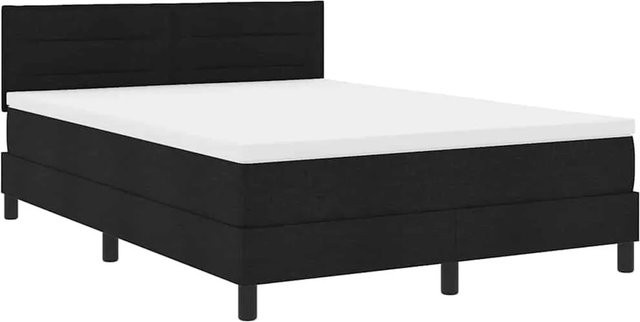 vidaXL Boxspringbett mit Matratze und LED-Unterbettbeleuchtung in Schwarz, Stoff, B/T/H: 140 x 190 cm - Bild 1
