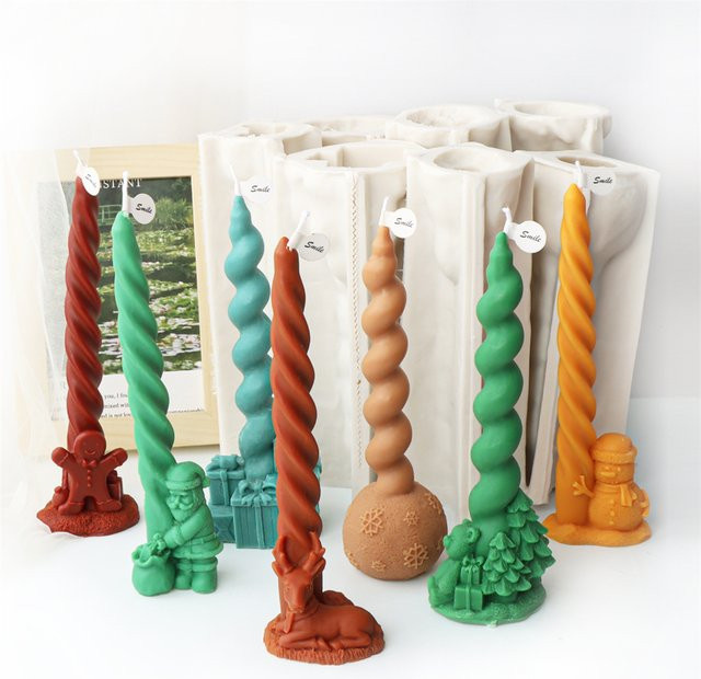 Silikon Kerzenform Spiral Twist für dekorative Weihnachtssäulen zum Gießen von Wachs, Gips, Harz oder Ton - Bild 1