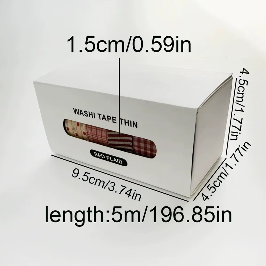 Washi-Tape-Set mit 6 Rollen: Ästhetische dekorative Klebebänder mit Gittermuster und Punkten für dein Scrapbooking, Tagebuch und DIY-Bastelarbeiten - Bild 2