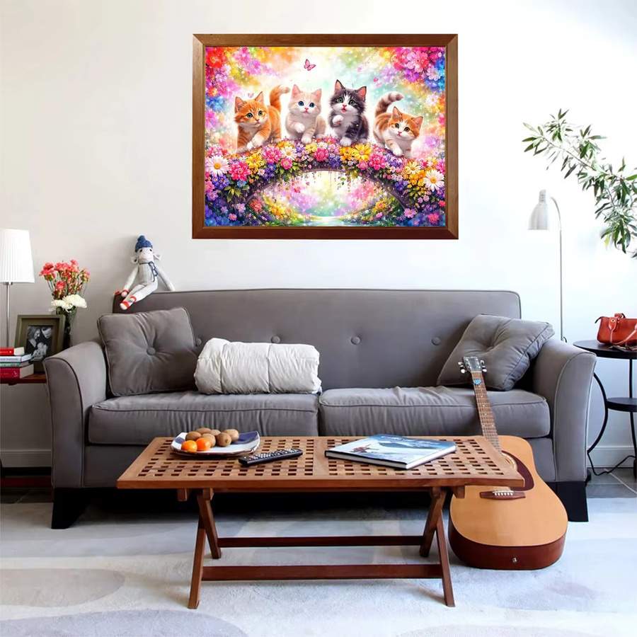 EverShine DIY 5D-Diamantgemälde Kätzchen und Blumen als Mosaik-Strassbild in Multicolour, B/H: 30 x 30 cm - Bild 3