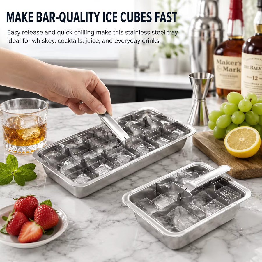 PGY Eiswürfelform aus Edelstahl mit Hebelmechanismus in Silber für Cocktails - Bild 3