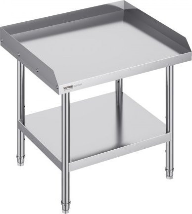 VEVOR Edelstahl Arbeitstisch mit höhenverstellbaren Beinen und 3-seitigem Spritzschutz, Farbe: Silber, B/T/H: 71,1 x 71,1 x 66,0 cm - Bild 1