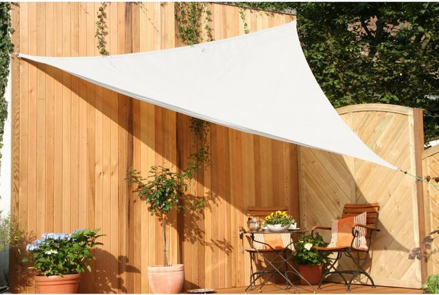 Floracord Dreiecksonnensegel aus HDPE in Creme, B/T/H: 500 x 500 x 500 cm - Bild 1