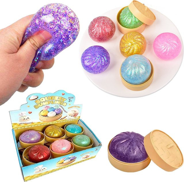 Bandai Glitzernde Dumpling-Squishies, sensorisches Quetschspielzeug, ab 3 Jahren - Bild 1