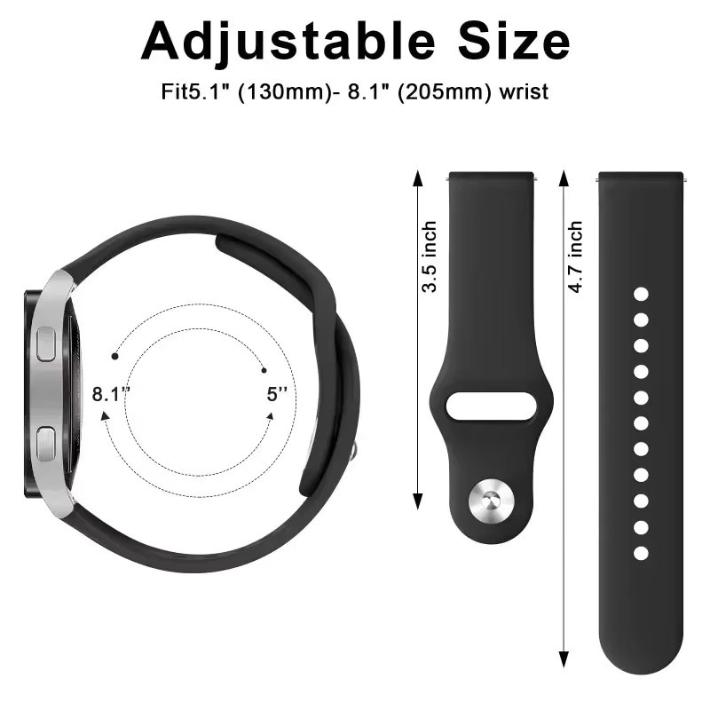 Uhrenarmband Silikon, 18 mm, Schwarz, Unisex - Bild 3