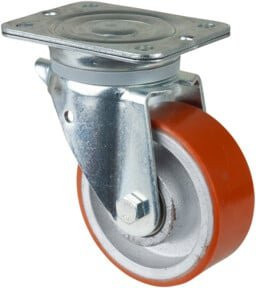 BS Lenkrolle N100.C10 mit Platte aus Guss-Polyurethan in Orange, Durchmesser: 125 mm, Breite: 50 mm, Tragkraft: 550 kg - Bild 1