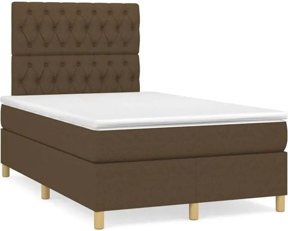 vidaxl Boxspringbett mit Matratze aus Stoff in Braun, B/T/H: 190 x 120 x 118 cm - Bild 1