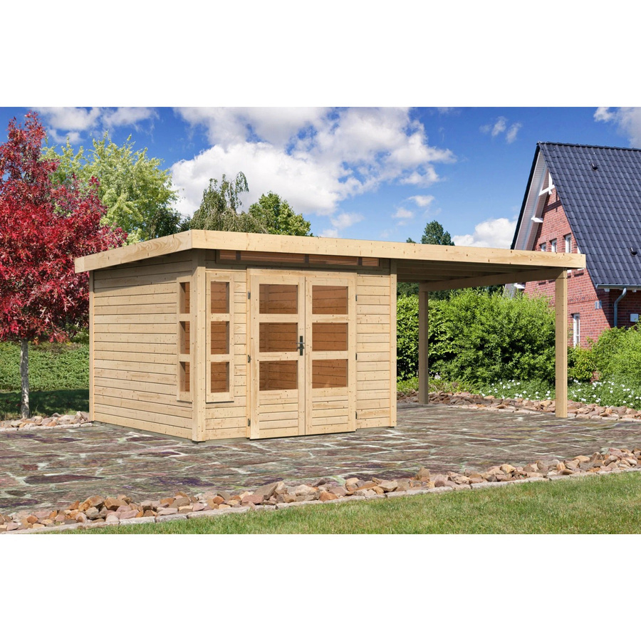 Karibu Holz-Gartenhaus Kastberg mit Flachdach in Naturbelassen/Brown, B/T: 270 x 270 cm - Bild 2