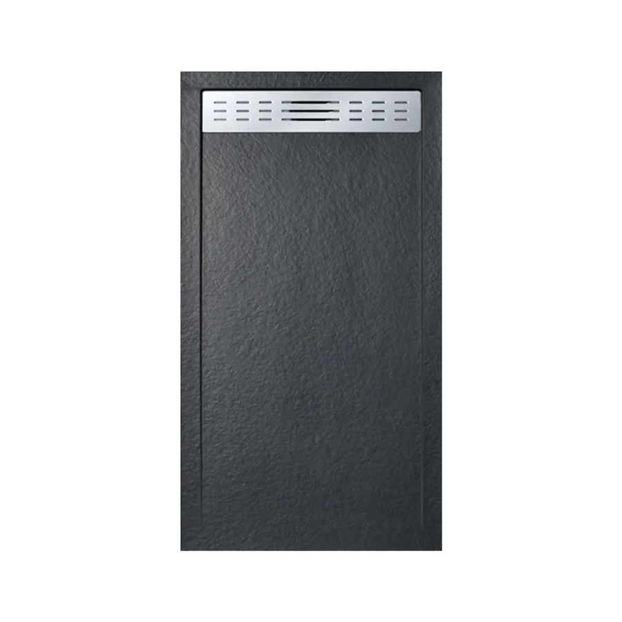 Frascio New Technology Duschwanne Slim aus Mineralguss mit Abfluss, Schwarz, B/T: 80 x 125 cm - Bild 2
