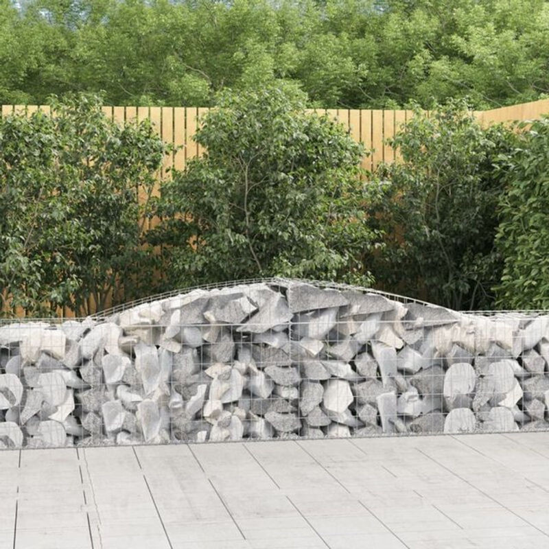 Vidaxl Gabionen mit Hochbogen aus verzinktem Metall in Silber, 3 Stück, B: 400 cm, T: 50 cm, H: 60/80 cm - Bild 1