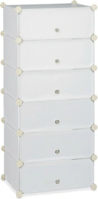 Relaxdays Schuhschrank mit 6 Fächern aus Kunststoff und Metall in Weiß, Stecksystem, B/H/T: 107 x 49 x 37 cm - Bild 1