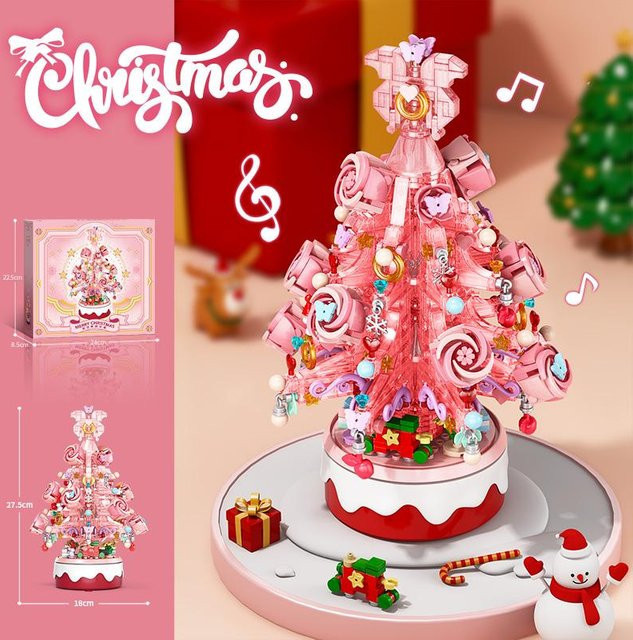 Binchi Keji Travel Weihnachtskristallbaum-Bauset, DIY-Baustein-Spieluhr, ab 6 Jahren - Bild 1
