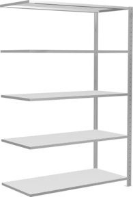 Schulte Anbauregal Steckregal MULTIplus150 mit 5 Fachböden und Kreuzstrebe, Farbe: Lichtgrau, B/T/H: 200 x 130 x 60 cm - Bild 1
