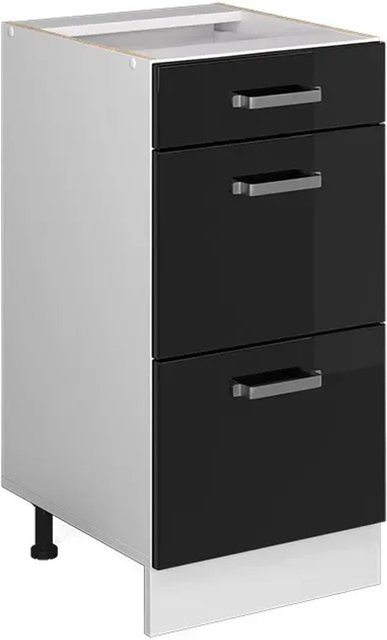 Vicco Küchenunterschrank R-Line mit Schubladen Schwarz Hochglanz und Weiß, Breite: 40 cm - Bild 1