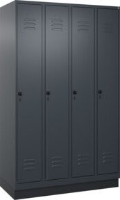 C+P Spind Classic PLUS Garderobenschrank mit 4 Abteilen, Anthrazit/Schwarz, H x B x T: 195 x 120 x 50 cm - Bild 1