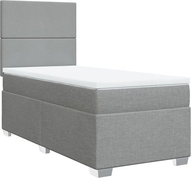 vidaXL Boxspringbett mit Matratze und Taschenfederkern in Grau, B/T: 80 x 200 cm - Bild 1