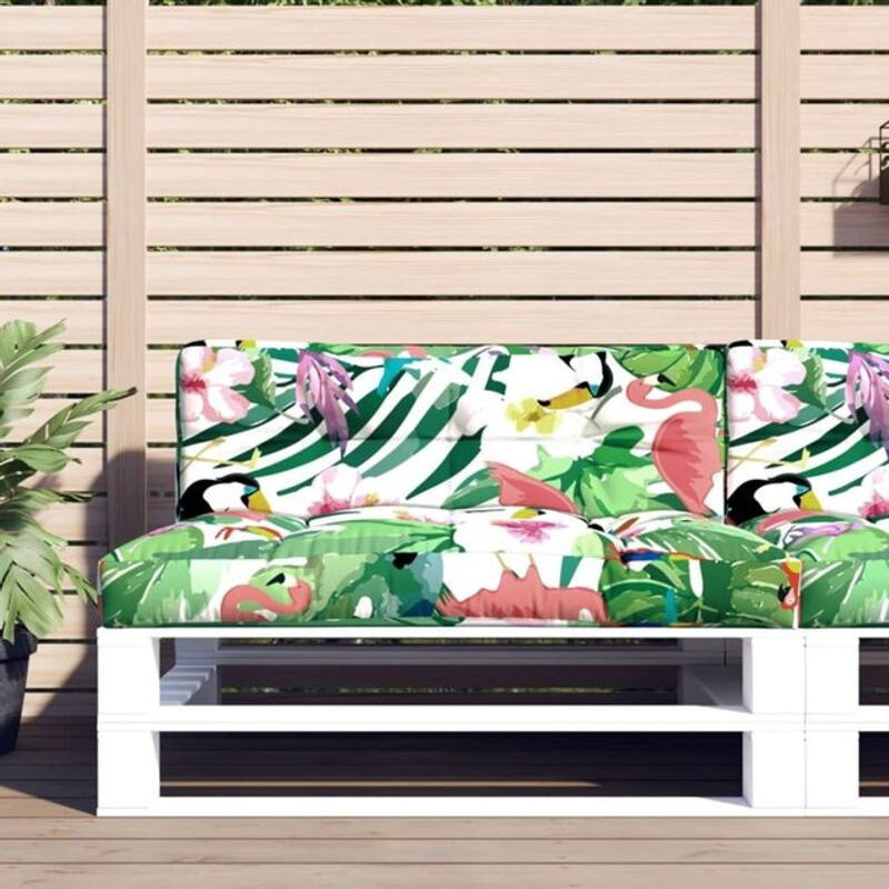 Prolenta Premium Palettenkissen 2er Set aus Stoff mit Blumenmuster in Bunt, Rechteckig, Breite: 120 cm - Bild 1