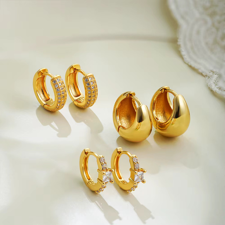 SLOONGJEWELRY Creolen Edelstahl, Gold, Zirkonia, Unisex - Bild 2