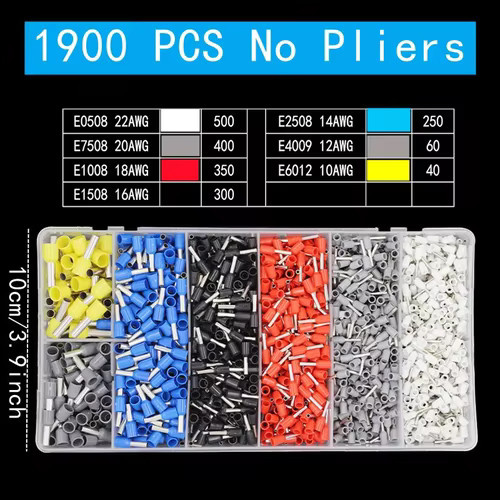JORPETS 1900 Stück isolierte Crimp-Terminals Set, bunte Drahtverbinder für kaltgepresste Drahtanschlüsse, Multicolor - Bild 2