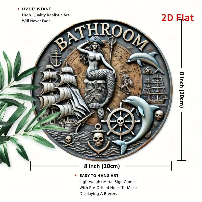 Rundes Vintage-Wandschild aus Metall von Potdemiel mit geometrischen Tier-Motiven in Multicolour zur Dekoration von Garten, Badezimmer oder Büro - Bild 2