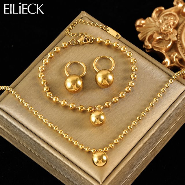 EILIECK Schmuck-Set Edelstahl, Perle, Gold, Damen - Bild 1