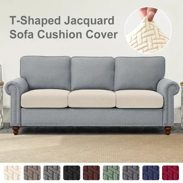 WANERQU Jacquard Sofa Kissen Abdeckung, elastische und abnehmbare Sitzkissenbezüge in einfarbigem Design - Bild 1