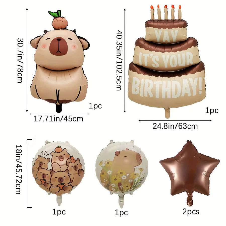 Potdemiel Capybara Cartoon Tier Aluminium Folie Ballon Set, 1-teiliges Set - Bild 2