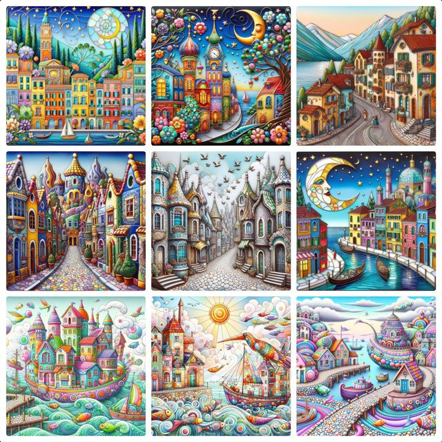 KAYOU 5D Diamant-Malerei-Set Wundersame Weltstadt-Landschaft Comic Magisches Königreich DIY Mosaik-Stickerei in Multicolour - Bild 1