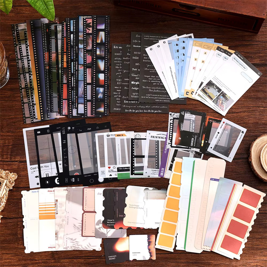 Imoda Vintage Film Notizen und Aufkleber Set, 100 Stück, Multicolour, Scrapbook Kit mit Filmstreifen und Fotorahmen für Journaling - Bild 2