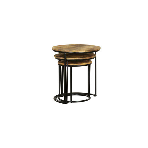 GARDEN PLEASURE Beistelltisch-Set MADURAI aus Stahl und Holz in Braun, B/T/H: 50 x 50 x 55 cm - Bild 2