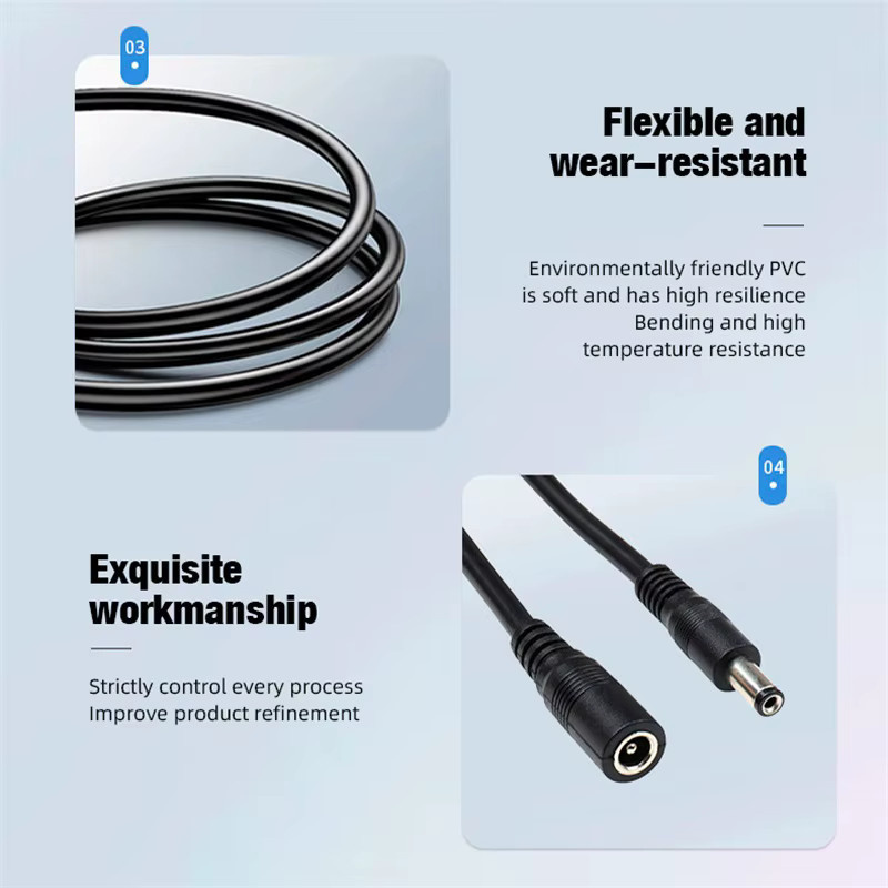 DC Power Splitter Adapter Kabel Schwarz 1 Buchse auf 4 Stecker 5,5 x 2,1 mm für CCTV Home Security Kamera und LED Zubehör - Bild 3