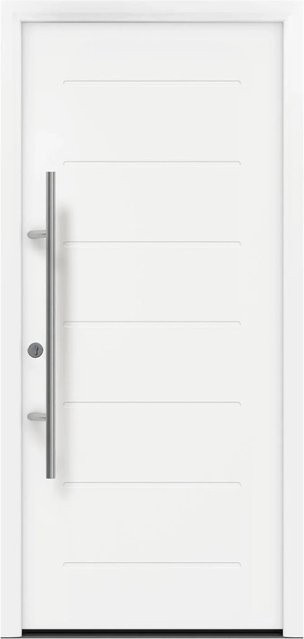 EcoStar Haustür Isopro Secur IPS 015 in Verkehrsweiß, B: 110 cm, H: 210 cm, DIN Links, RC2 Sicherheitstür aus Stahl und Aluminium - Bild 1