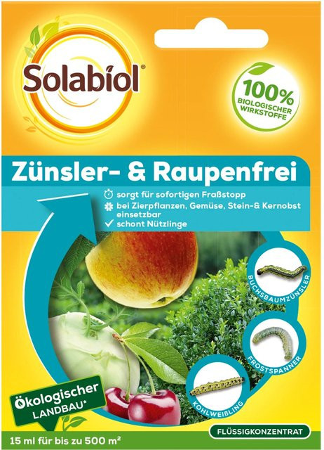 Solabiol Zünsler- & Raupenfrei biologisches Mittel mit Bacillus thuringiensis für Gemüse, Obst und Zierpflanzen, 15 ml - Bild 1