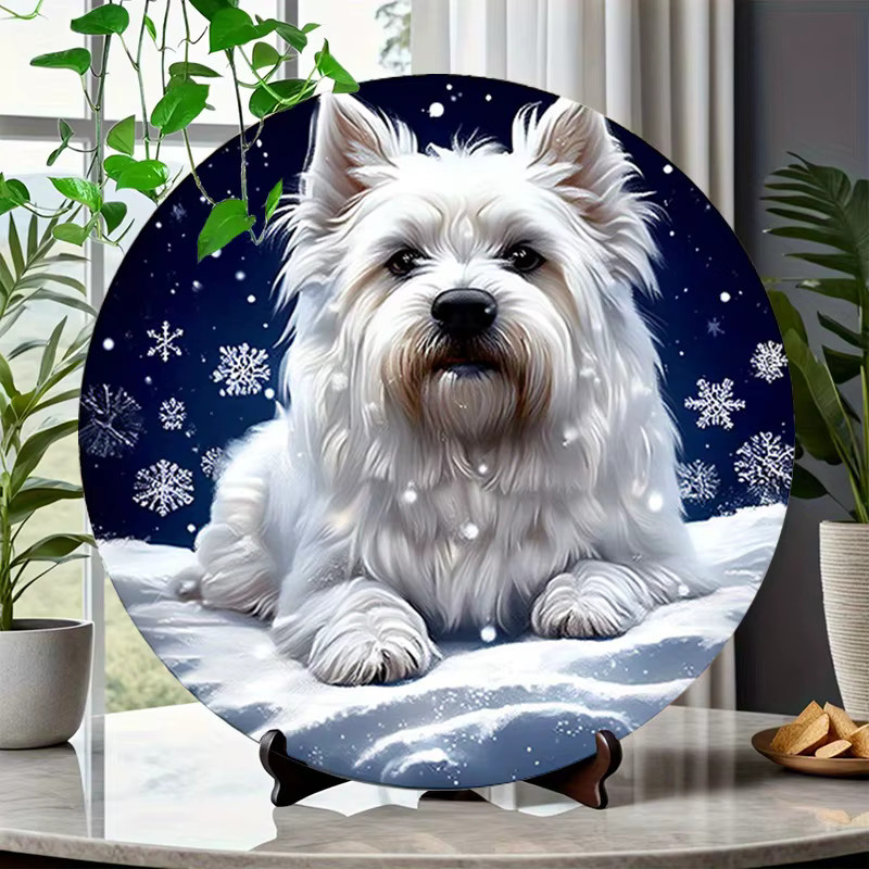 Potdemiel Rundes Metallschild Hund Vintage Wandkunst aus Aluminium für drinnen und draußen Durchmesser: 20 cm - Bild 3