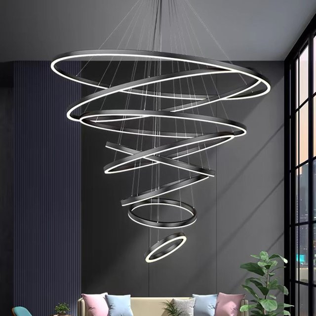 Joemade Pendelleuchte im skandinavischen Design als Treppenleuchte für Wohn- und Esszimmer, Schwarz, Metall - Bild 1