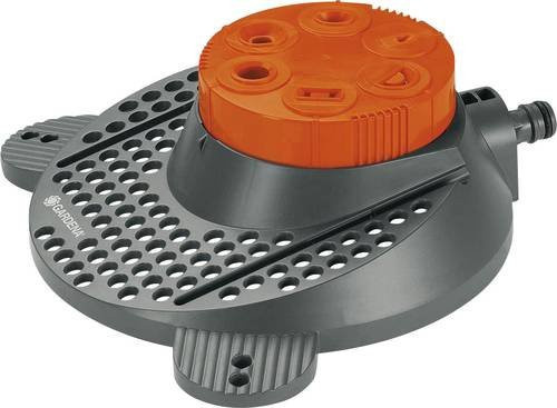 Gardena Classic Boogie Vielflächenregner mit 6 Flächen in Grau/Orange mit Schmutzsieb und 3/4 Zoll Anschluss für 10 bis 100 m² - Bild 1