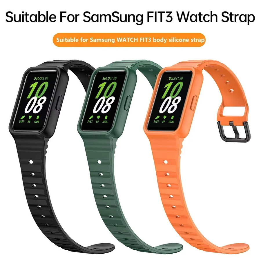 CAOWTAN Silikonarmband + Hülle für Samsung Galaxy Fit 3, Schwarz, Unisex - Bild 2