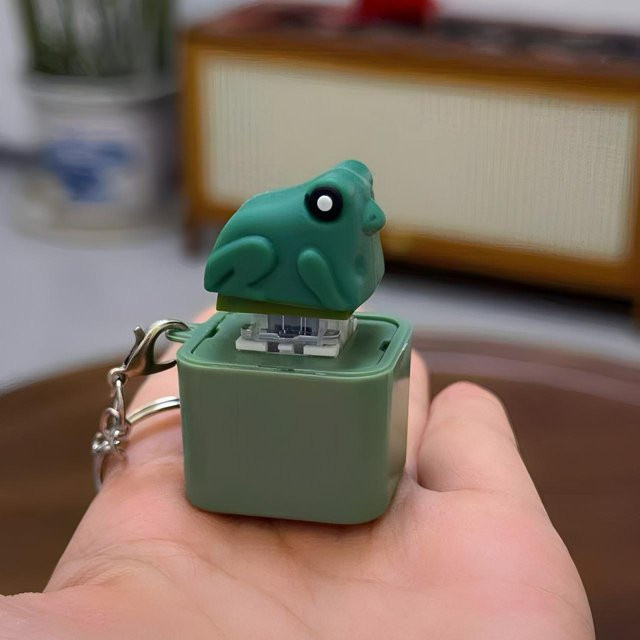 Schlüsselanhänger Frosch, LED-Lichter, grau, Unisex - Bild 1