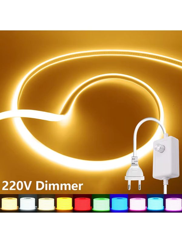 HAGAHA COB LED Neonstreifen Weiß, Dimmbares 220V LED-Licht mit Dimmer und EU-Stromversorgungskit, Wasserdicht für Garten und Heim, 240 cm - Bild 7