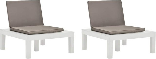 vidaXL Gartenstühle Set aus Kunststoff mit Auflagen in Weiß - Bild 1
