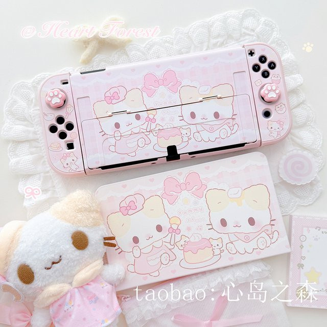 Kawaii Pink Schutzhüllen-Set für Nintendo Switch 2, OLED und Lite inklusive Joy-Con und Dock-Abdeckung - Bild 1