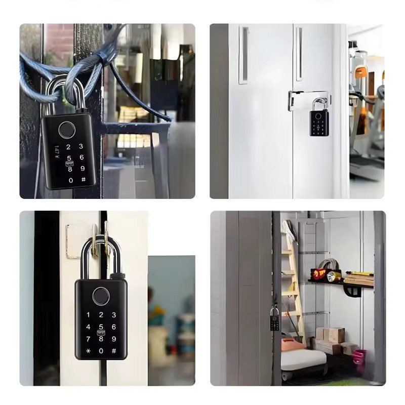 Tuya Elektronisches Bluetooth Vorhängeschloss mit Touchscreen, RFID IC Karte und Passwort in Schwarz - Bild 5