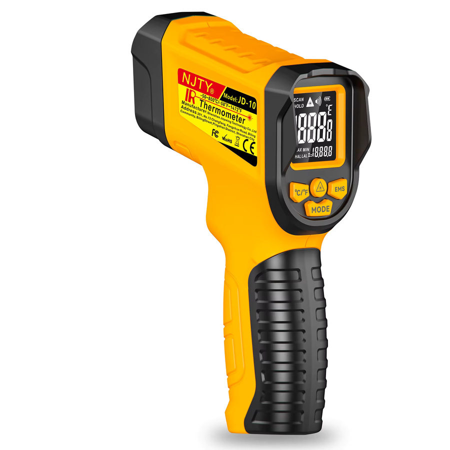 NJTY Infrarot-Thermometerpistole mit einstellbarem Emissionsgrad und Temperaturalarm in Rot und Gelb - Bild 7